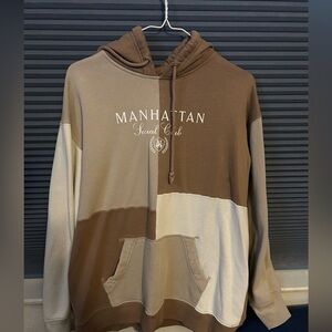 Patchy brown/tan/cream hoodie
